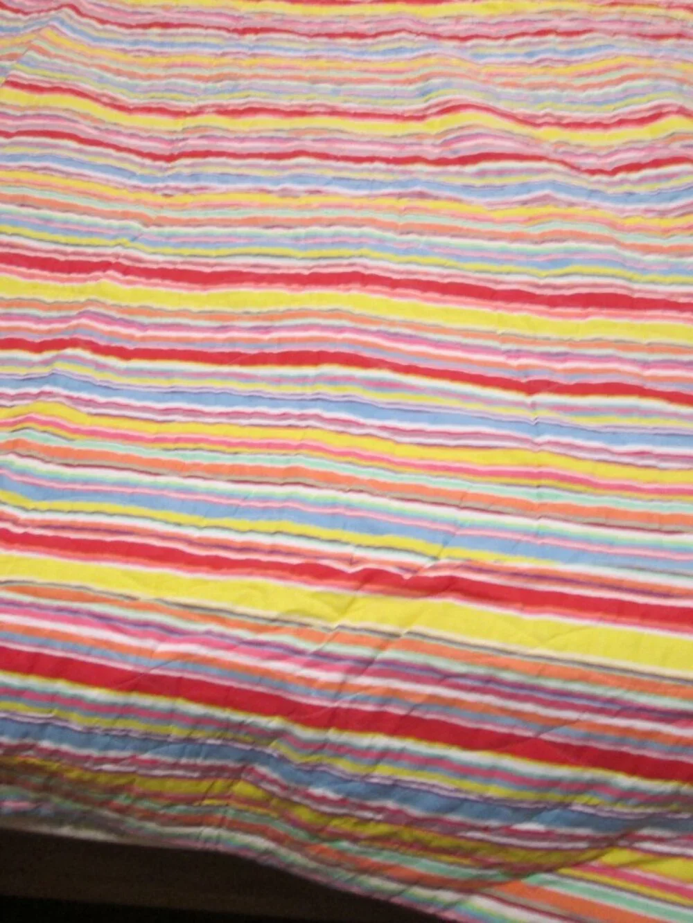 Vtg cotton Rainbow sherbert bedspread colorful striped 85 x 104